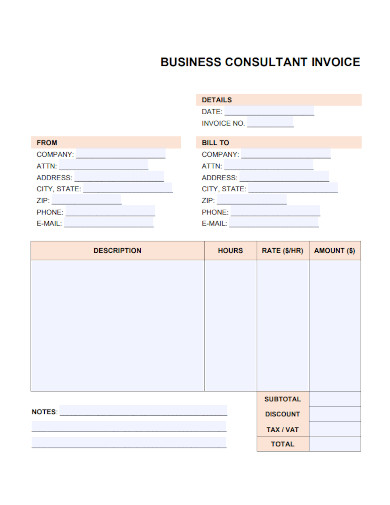 sample business consultant invoice