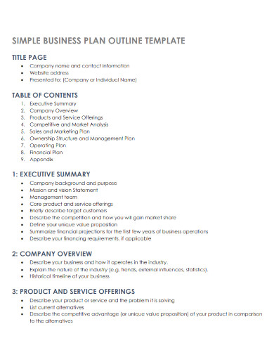 sample business outline template