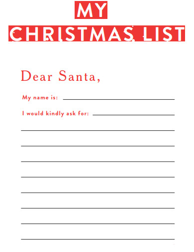 sample christmas list