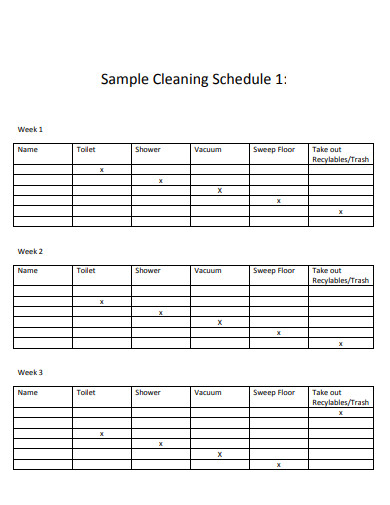 sample cleaning schedule