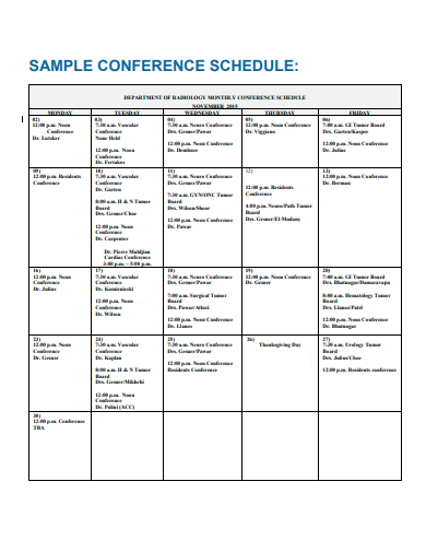 sample conference schedule