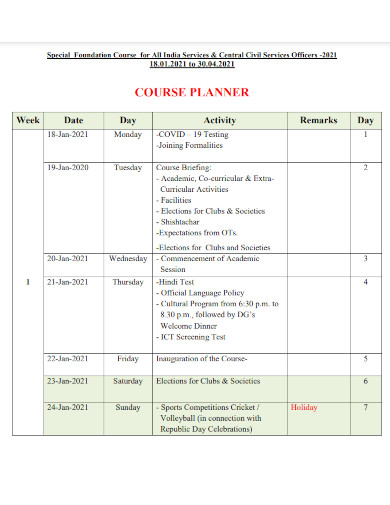 sample course planner 