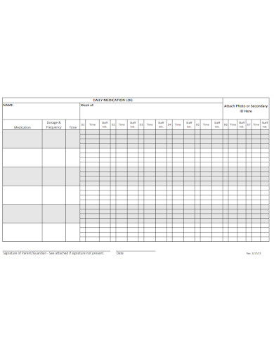 sample daily medication log