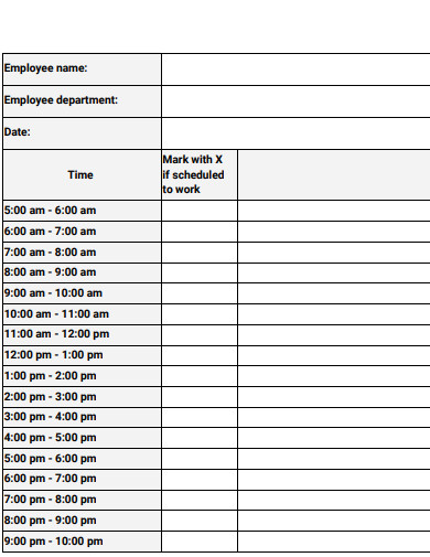 sample daily work schedule