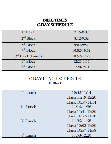 sample day schedule
