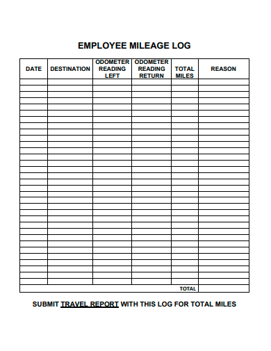sample employee mileage log