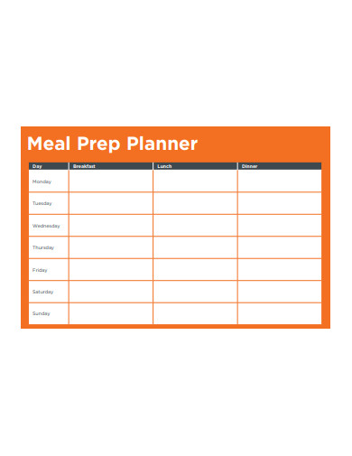 sample meal prep planner