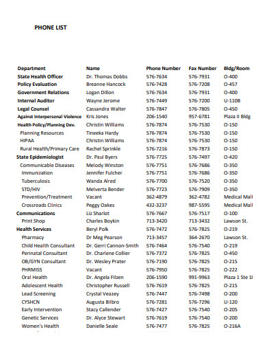 FREE 10 Phone List Samples In PDF MS Word Google Docs FREE 10 Phone List Samples In PDF MS Word Google Docs