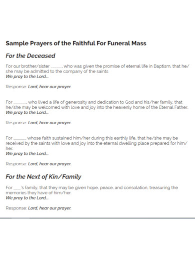 sample prayers of faithful for oituary mass