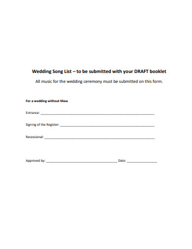 sample wedding song list