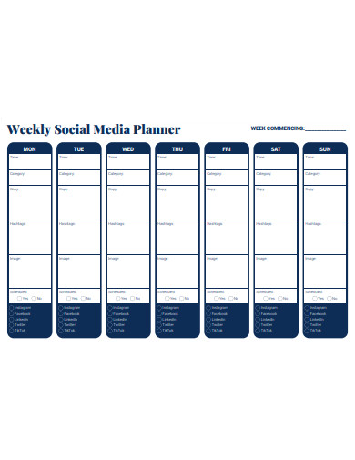 sample weekly social media planner