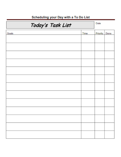 scheduling to do task list