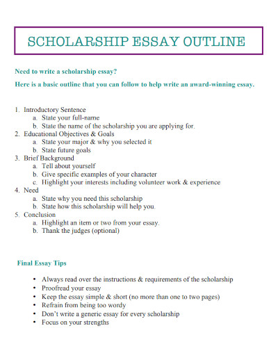 scholarship eassy outline template 