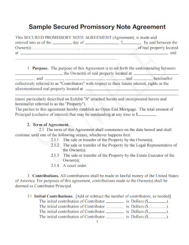 secured promissory note agreement