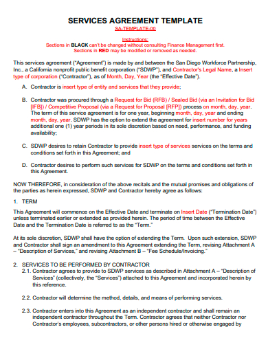 services agreement template