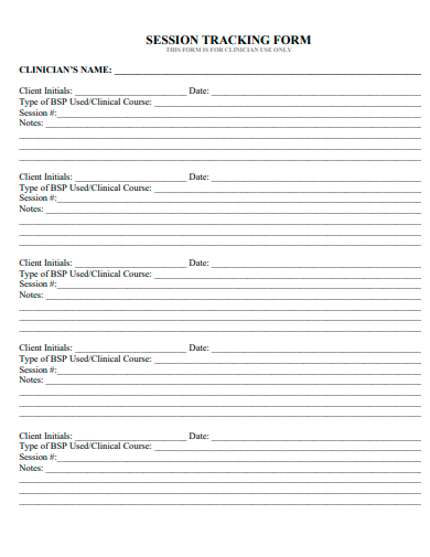 session tracking form