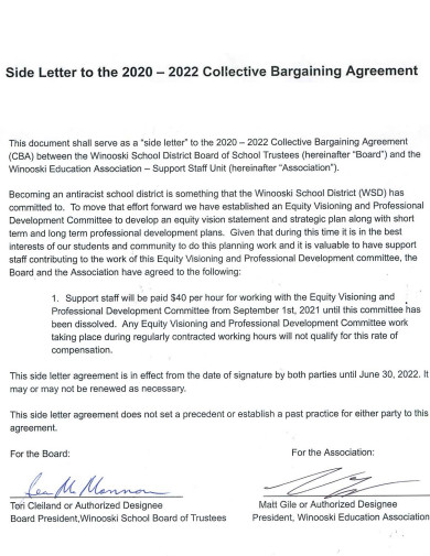 side letter collective bargaining agreement