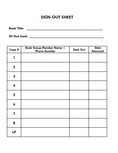 sign out sheet example