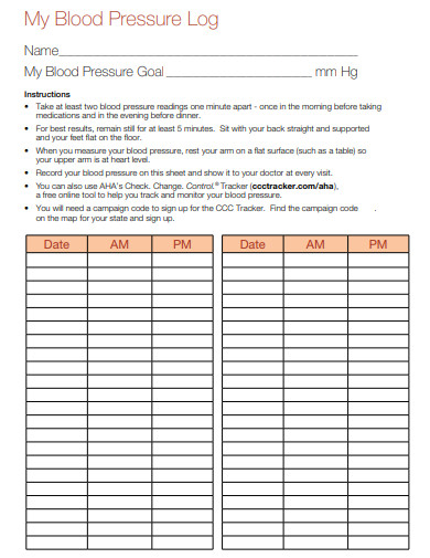 simple blood pressure log
