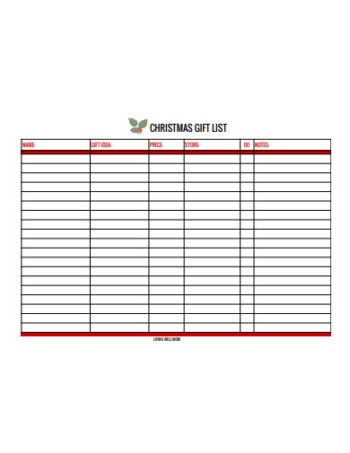 simple christmas gift list