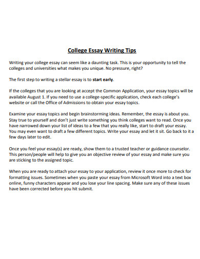 college essay examples baking