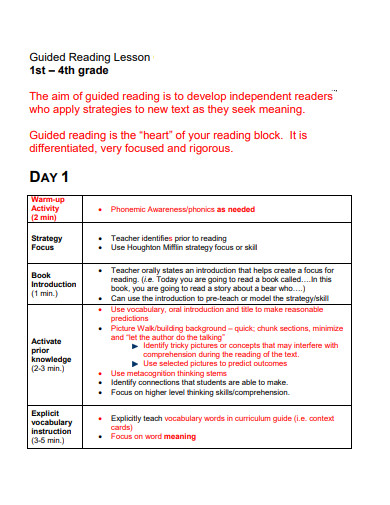simple guided reading lesson plan