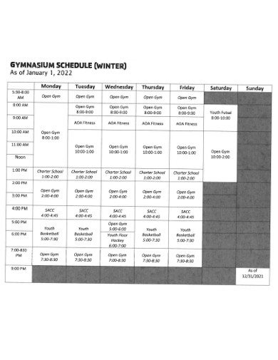 simple gym schedule