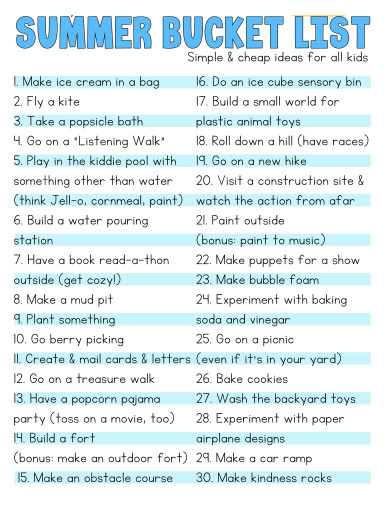 simple summer bucket list