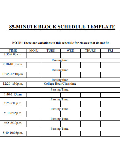 simple time block schedule