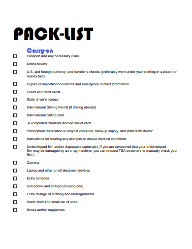 simple travel packing list