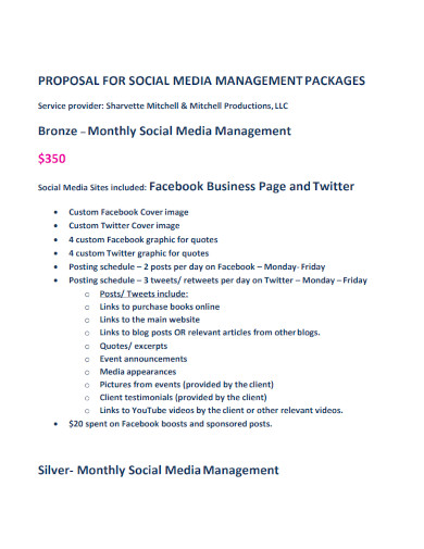 social media managment packages proposal
