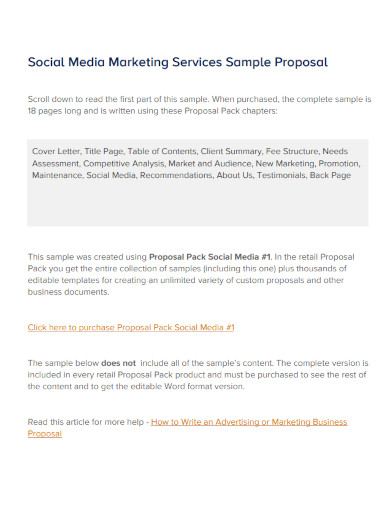 social media marketing services sample proposal