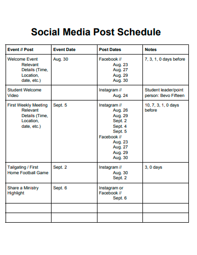 social media post schedule