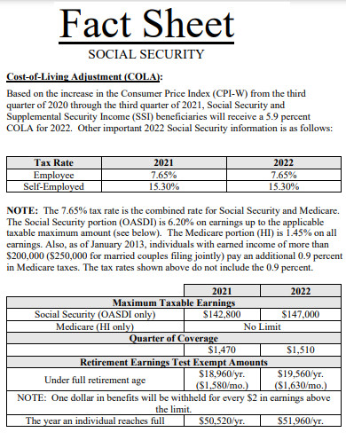 social security fact sheet