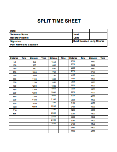 split time sheet