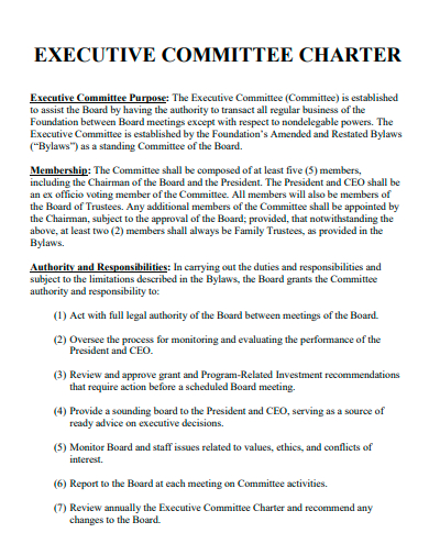 standard executive committee charter