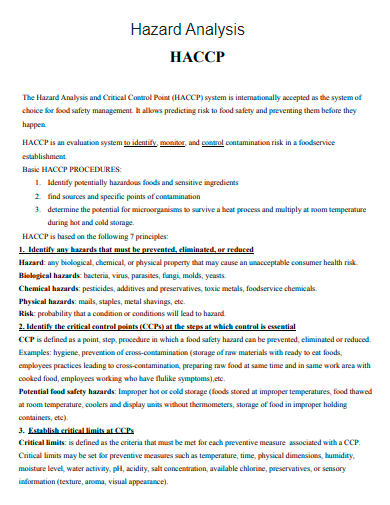 FREE 10+ HACCP Hazard Analysis Samples In PDF