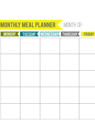 standard monthly meal planner