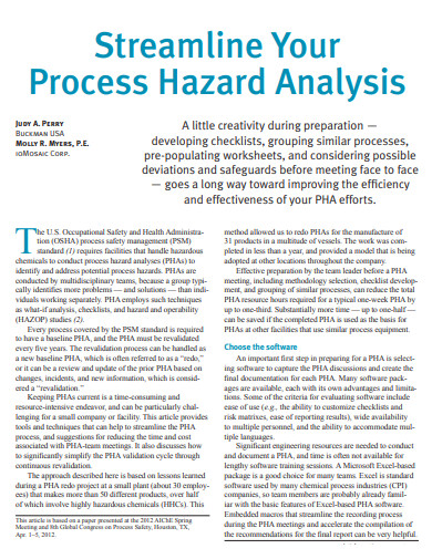 streamline process hazard analysis