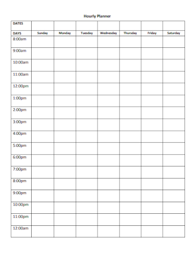 free 10 hourly planner samples in ms word pages pdf