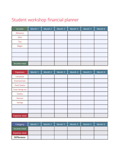 student workshop financial planner