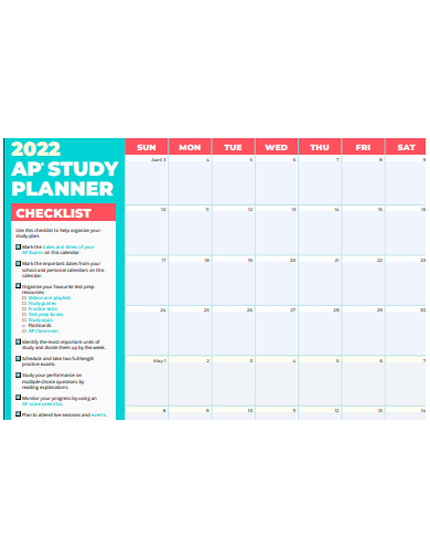 study planner checklist