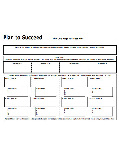 succeed the one page business plan
