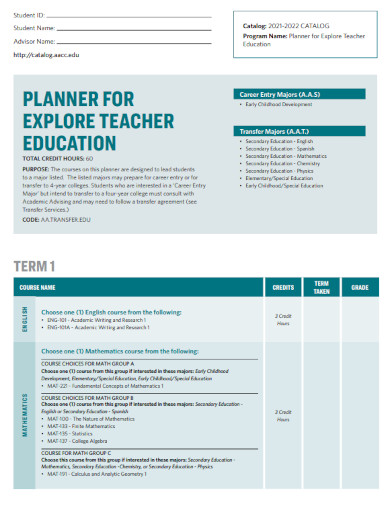 teacher education planner