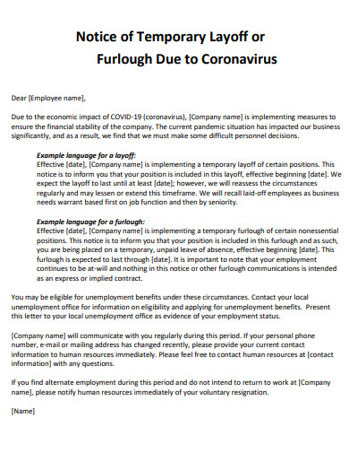 temporary layoff notice due to coronavirus