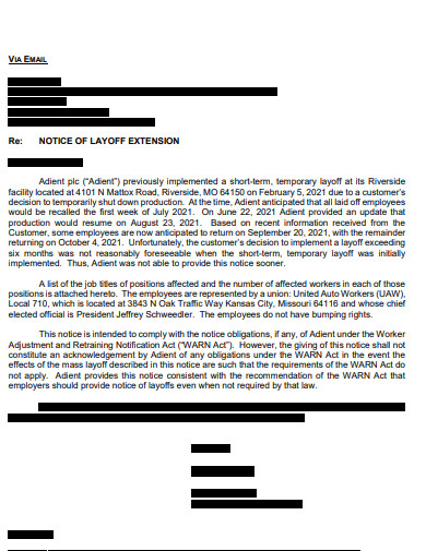 temporary layoff notice extension
