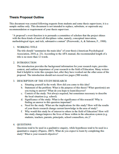 thesis proposal outline template
