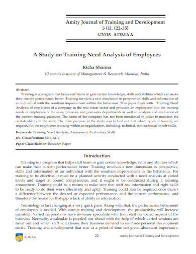 training need analysis of employees1
