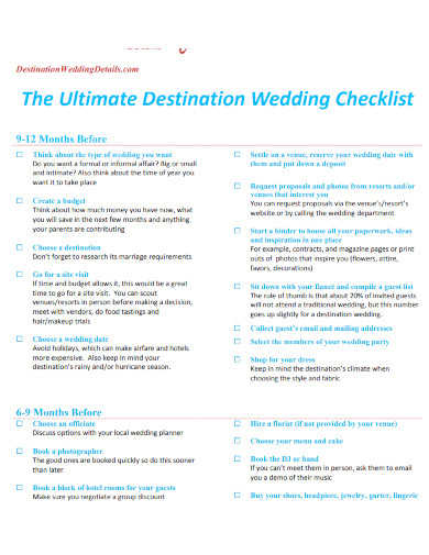 ultimate destination wedding to do list