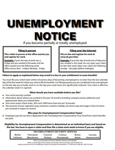 unemployment notice